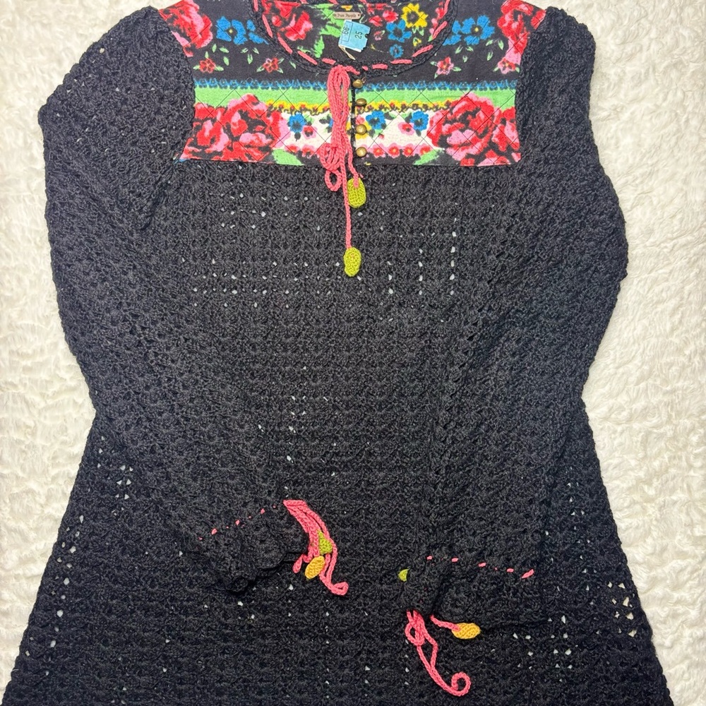 Free People Multicolor Floral Knit Top